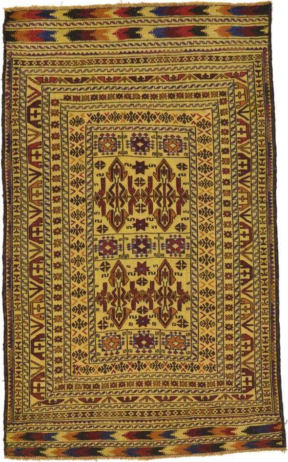 Detail image of 4' x 6' 3 Hand Woven Kilim Afghan Wool Rug