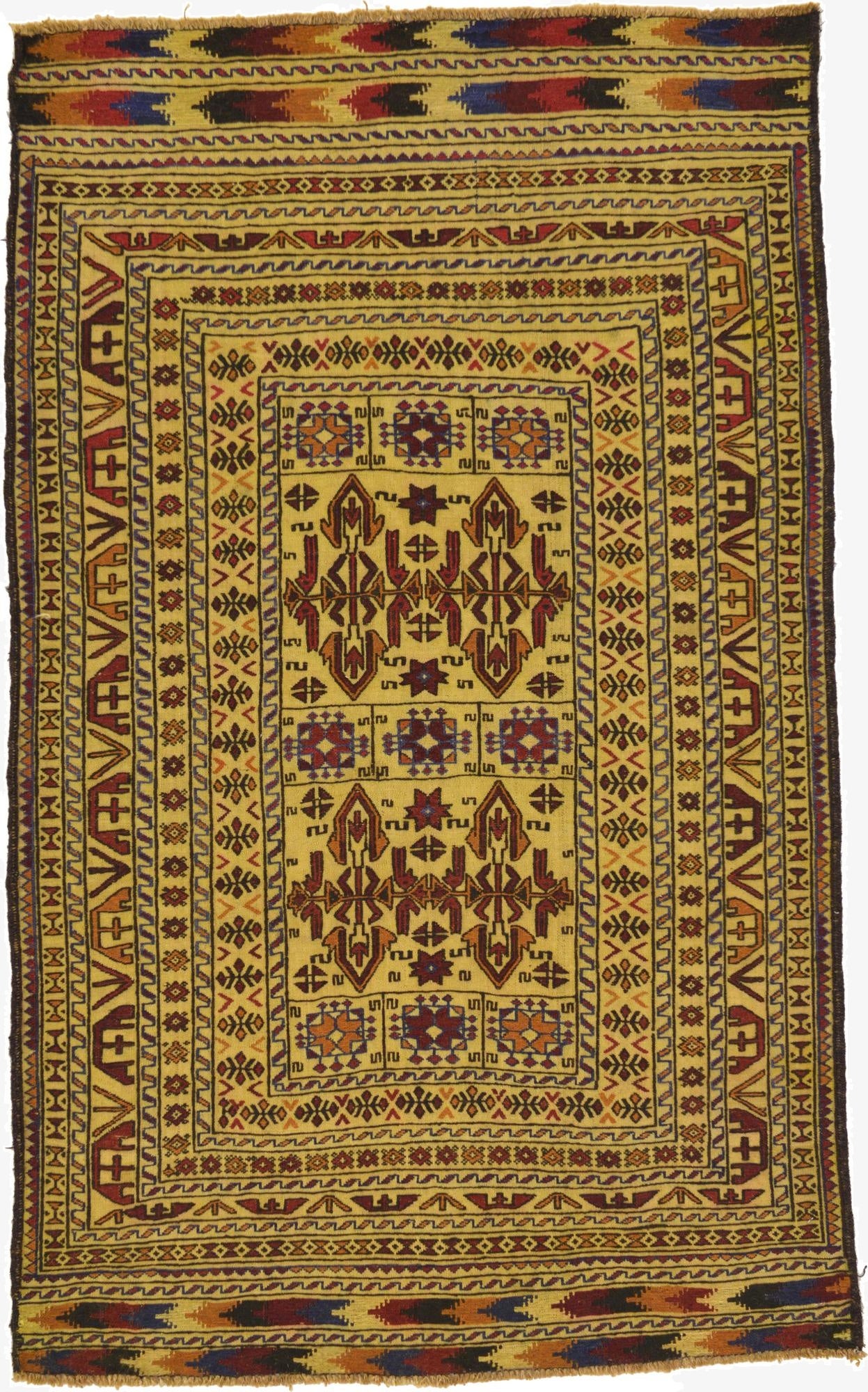 4' x 6' 3  Hand Woven Kilim Afghan Wool Rug