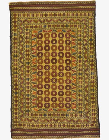 4' 2 x 6' 5 Hand Woven Kilim Afghan Wool Rug