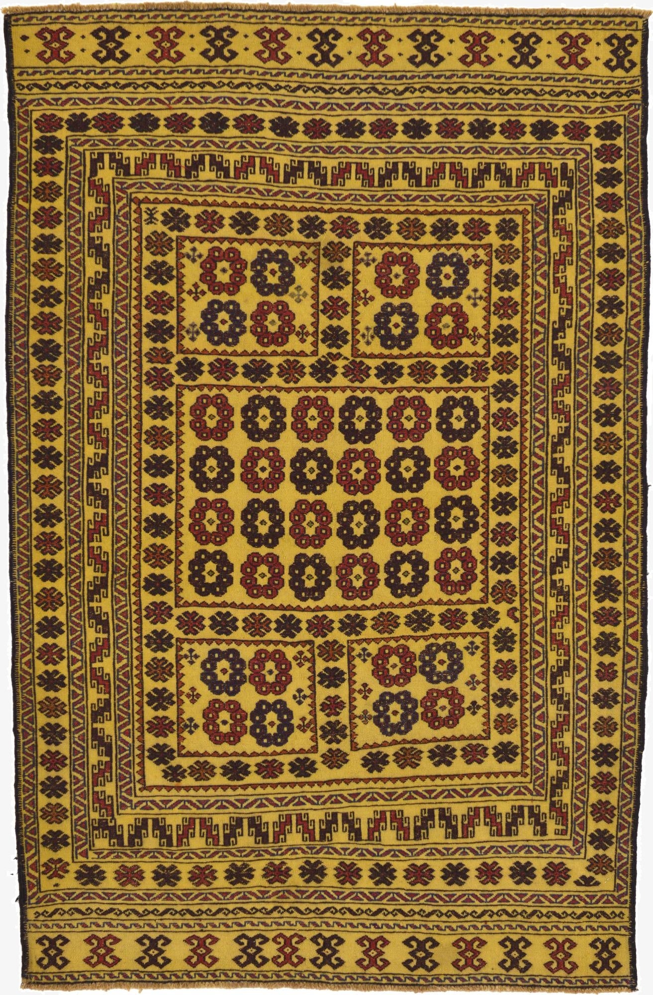 4' 2 x 6' 4  Hand Woven Kilim Afghan Wool Rug