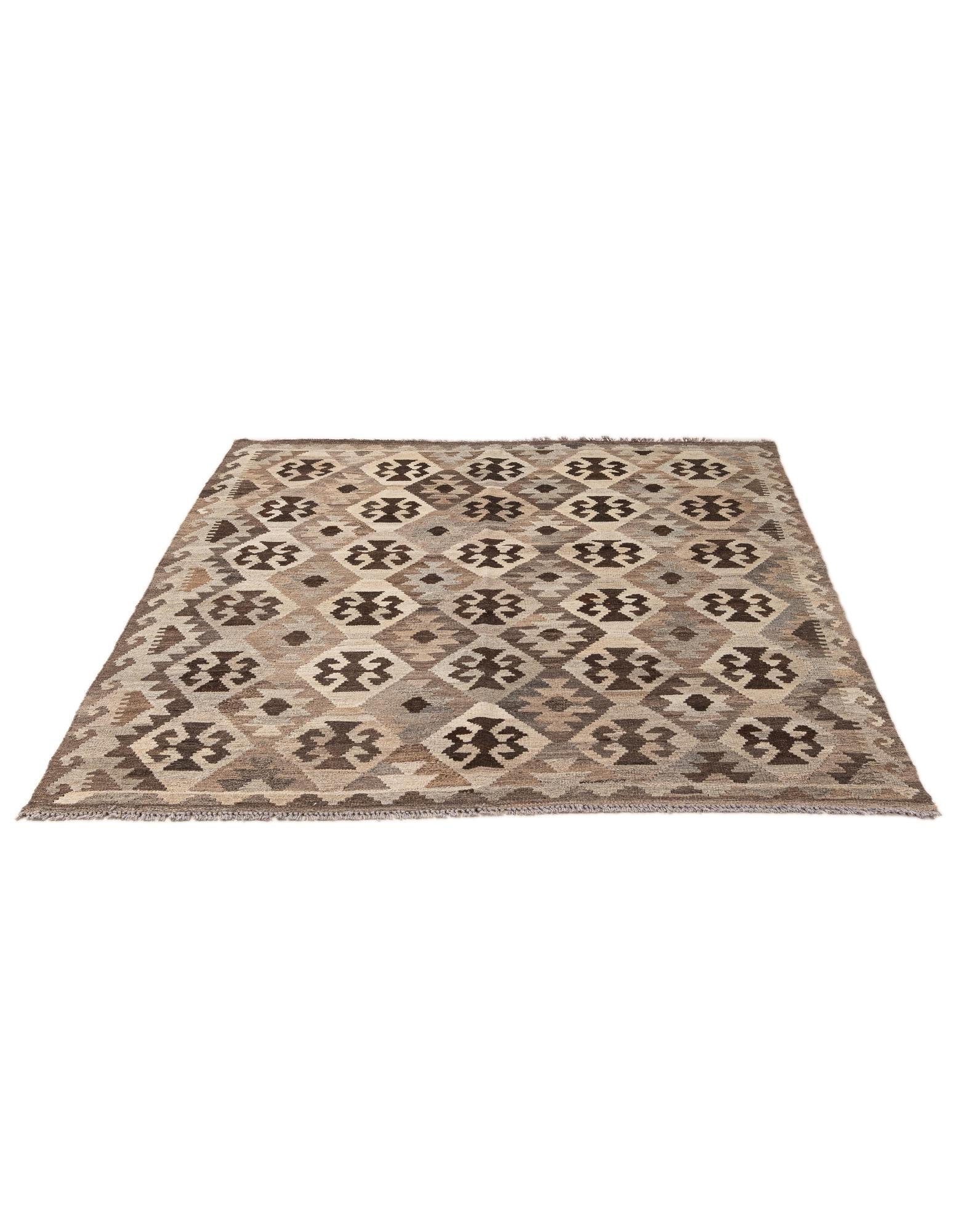 5' 2 x 6' 7 Hand Woven Kilim Maymana Wool Rug