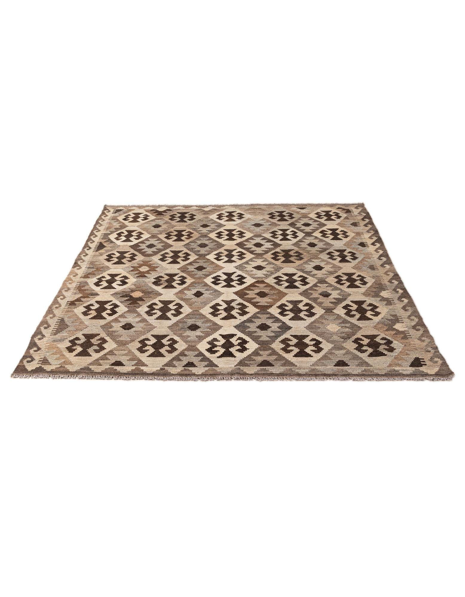 5' 1 x 6' 6 Hand Woven Kilim Maymana Wool Rug