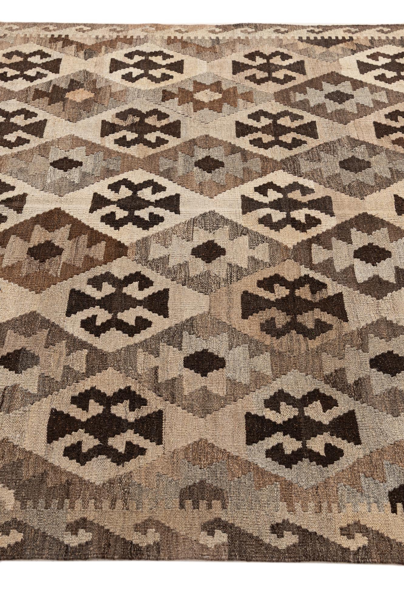 5' 1 x 6' 6 Hand Woven Kilim Maymana Wool Rug