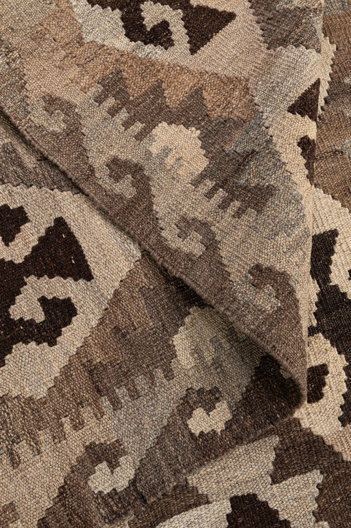 5' 1 x 6' 6 Hand Woven Kilim Maymana Wool Rug