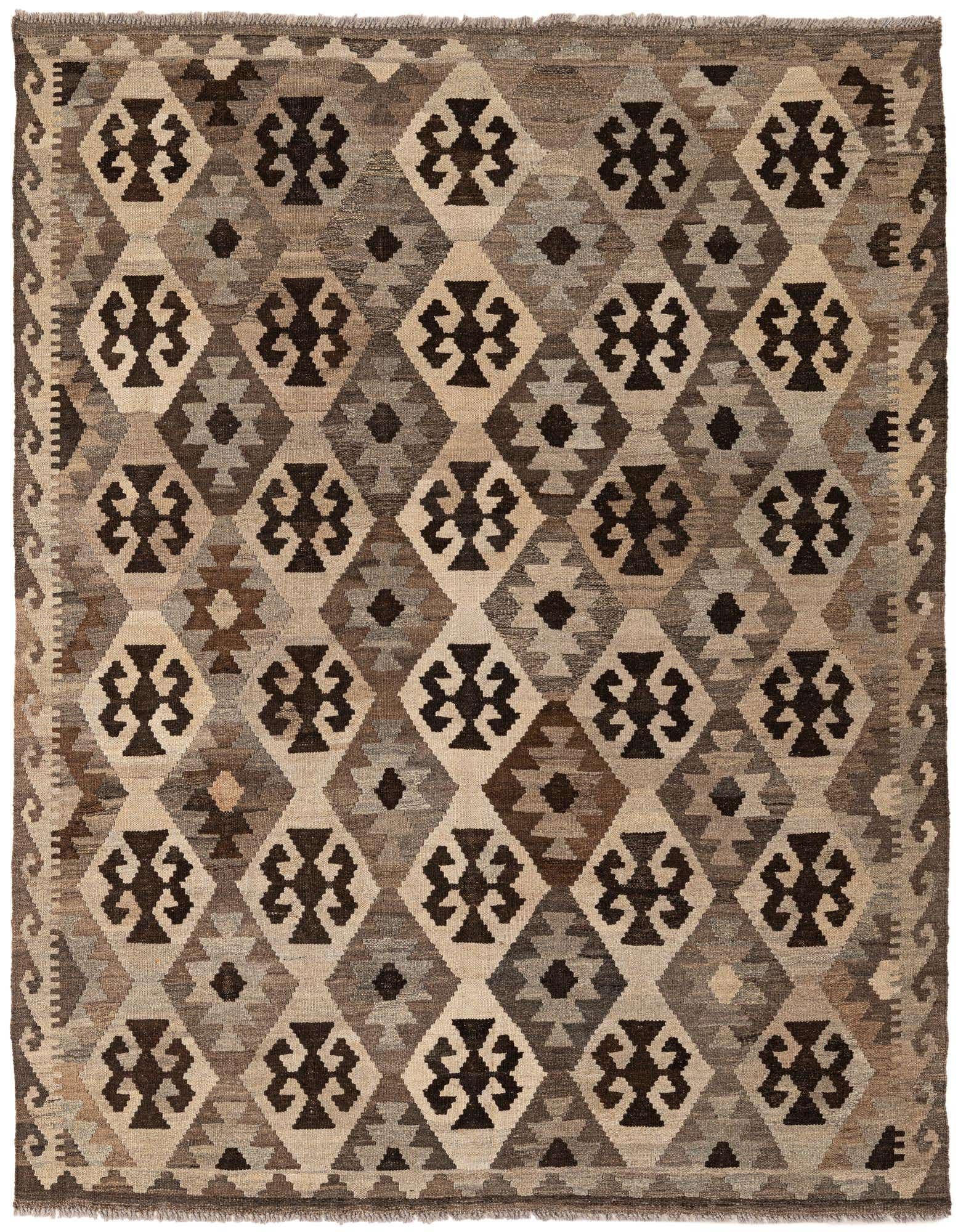 5' 1 x 6' 6 Hand Woven Kilim Maymana Wool Rug