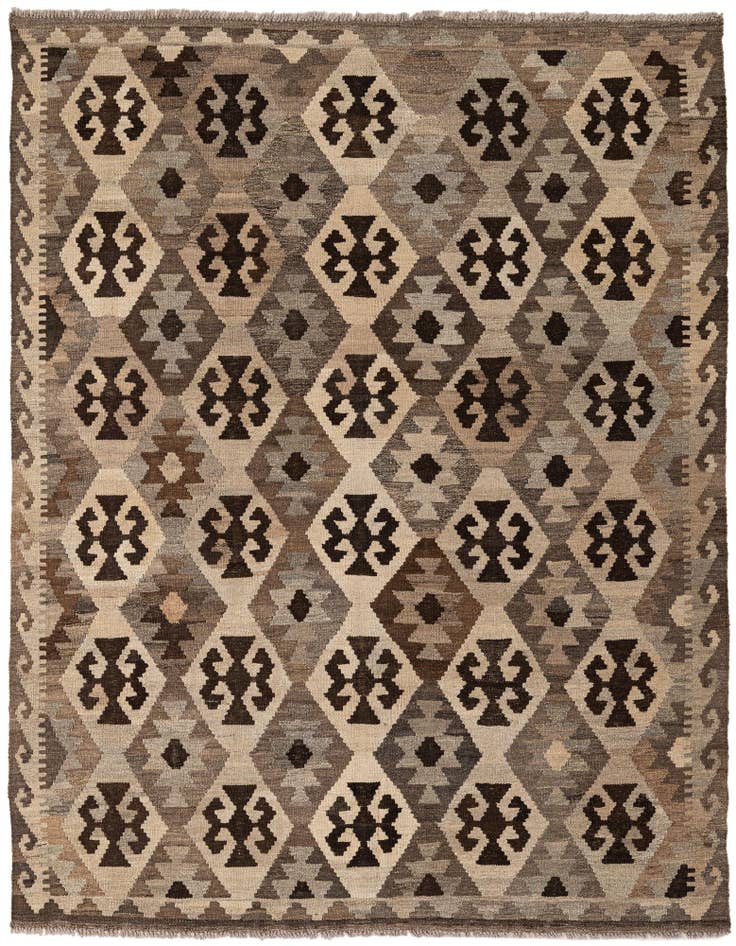 Detail image of 5' 1 x 6' 6 Hand Woven Kilim Maymana Wool Rug