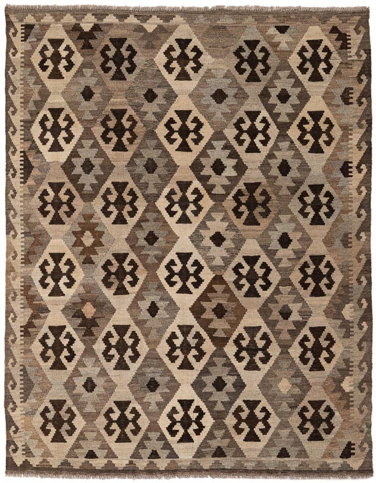 Detail image of 5' 1 x 6' 6 Hand Woven Kilim Maymana Wool Rug