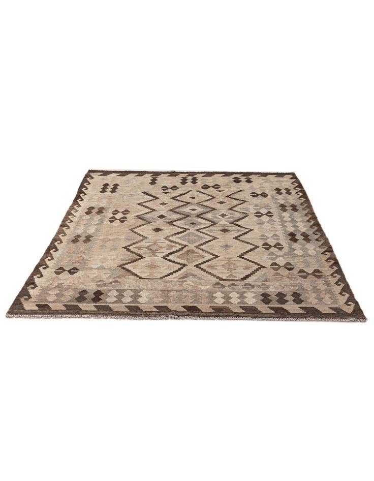Detail image of 5' 1 x 6' 5 Hand Woven Kilim Maymana Wool Rug