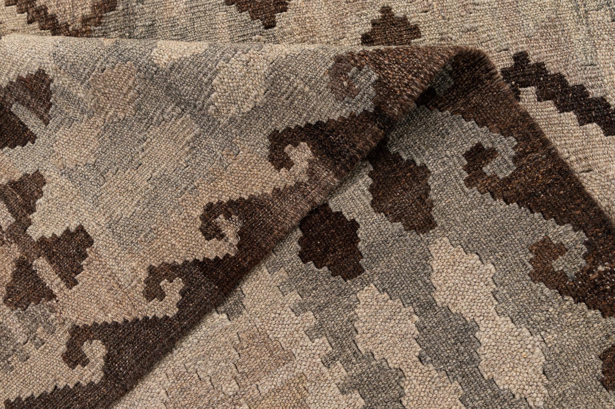 5' 1 x 6' 5 Hand Woven Kilim Maymana Wool Rug