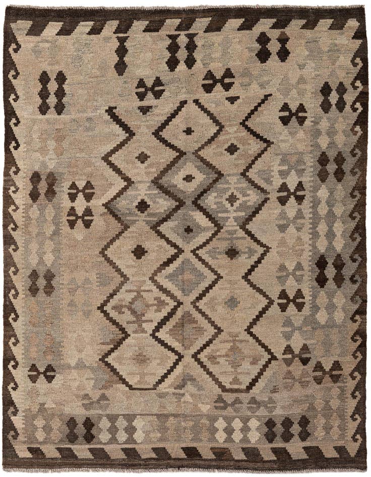 Detail image of 5' 1 x 6' 5 Hand Woven Kilim Maymana Wool Rug