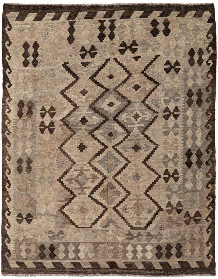 5' 1 x 6' 5 Hand Woven Kilim Maymana Wool Rug