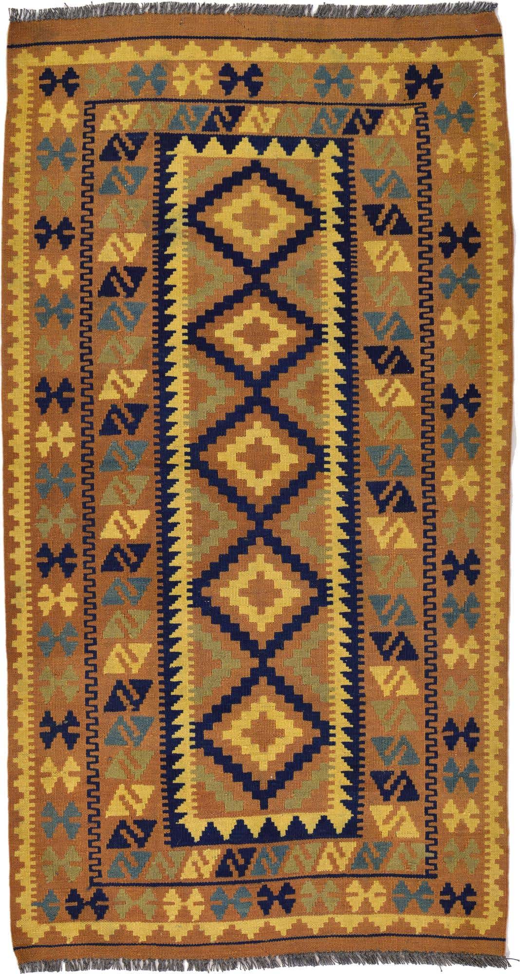 3' 3 x 6' 1 Hand Woven Kilim Maymana Wool Rug