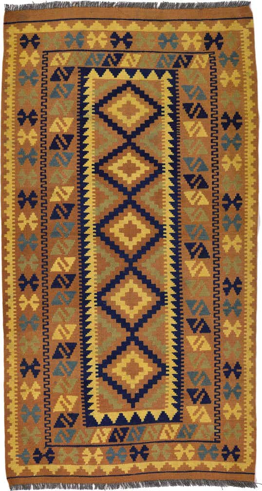 3' 3 x 6' 1 Hand Woven Kilim Maymana Wool Rug