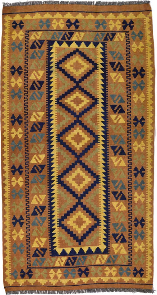 Detail image of 3' 3 x 6' 1 Hand Woven Kilim Maymana Wool Rug