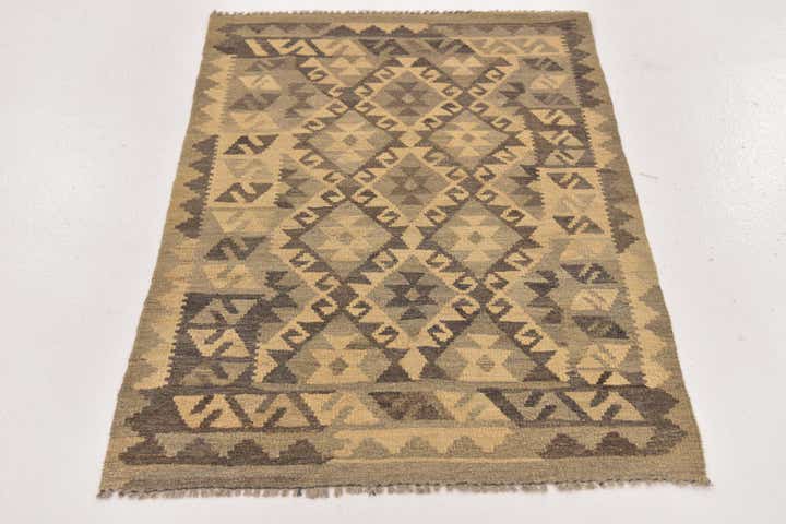 2' 7 x 4' 1 Hand Woven Kilim Maymana Wool Rug