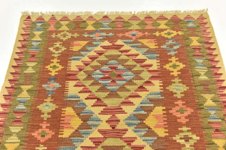 3' 2 x 4' 1 Hand Woven Kilim Maymana Wool Rug