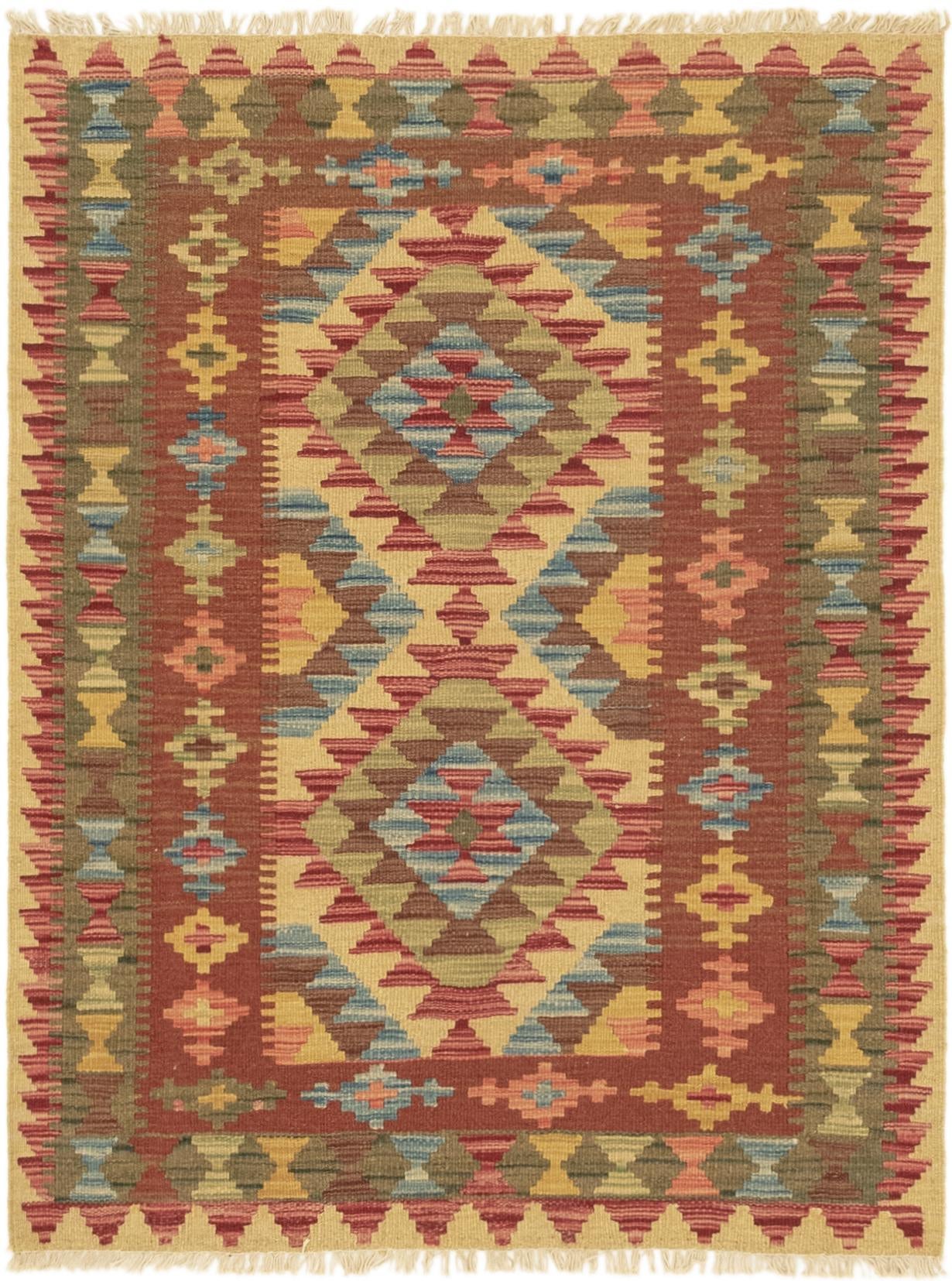 3' 2 x 4' 1 Hand Woven Kilim Maymana Wool Rug
