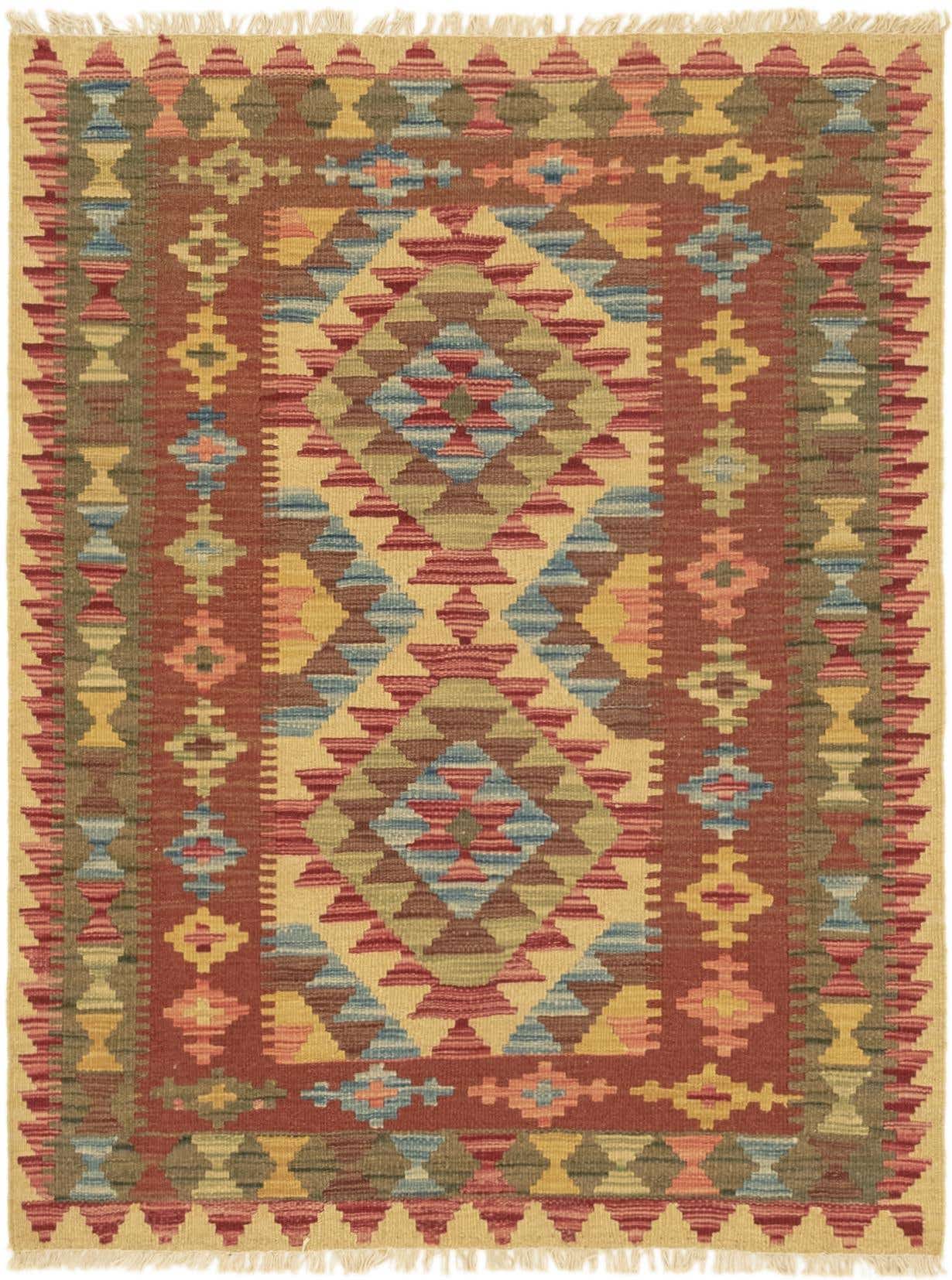3' 2 x 4' 1 Hand Woven Kilim Maymana Wool Rug