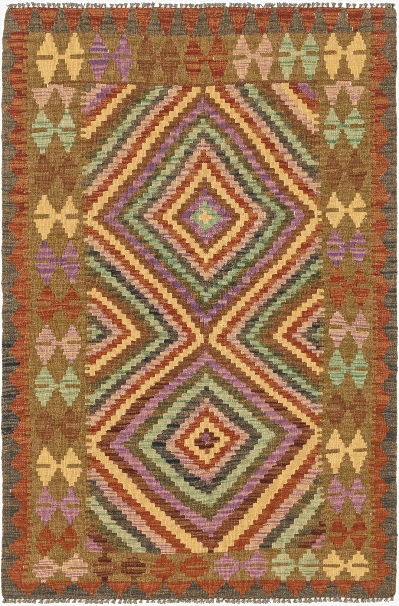 3' 4 x 5' 4  Hand Woven Kilim Maymana Wool Rug