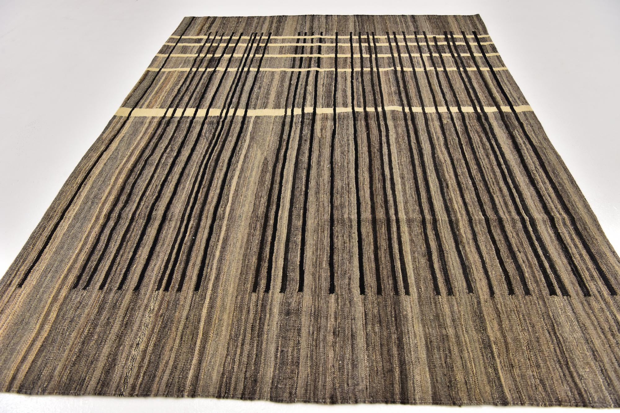 5' 8 x 8' 2 Hand Woven Kilim Modern Wool Rug