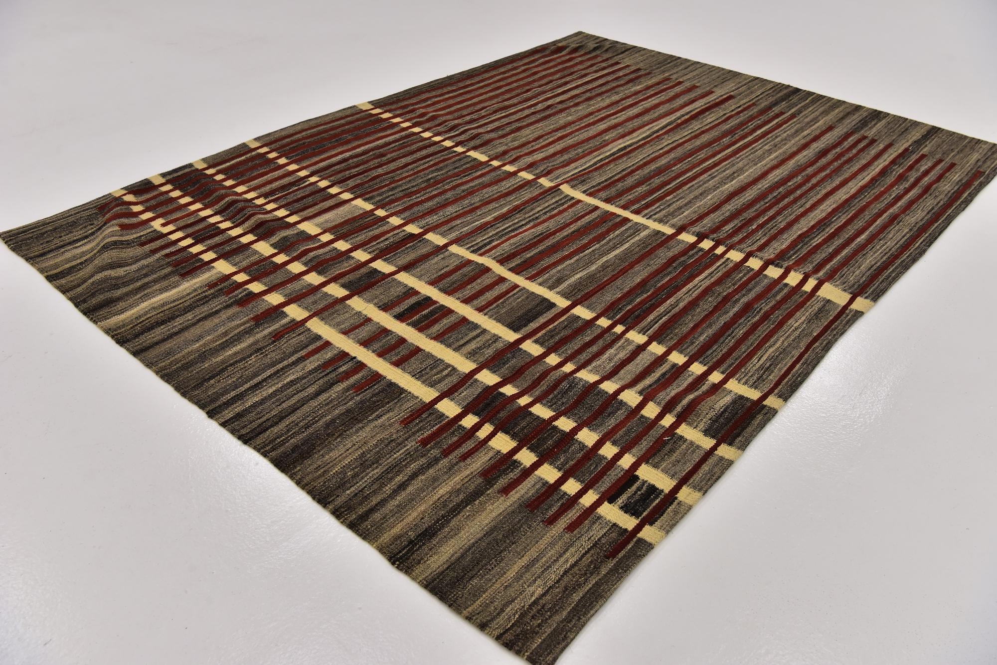 5' 8 x 8' Hand Woven Kilim Modern Wool Rug
