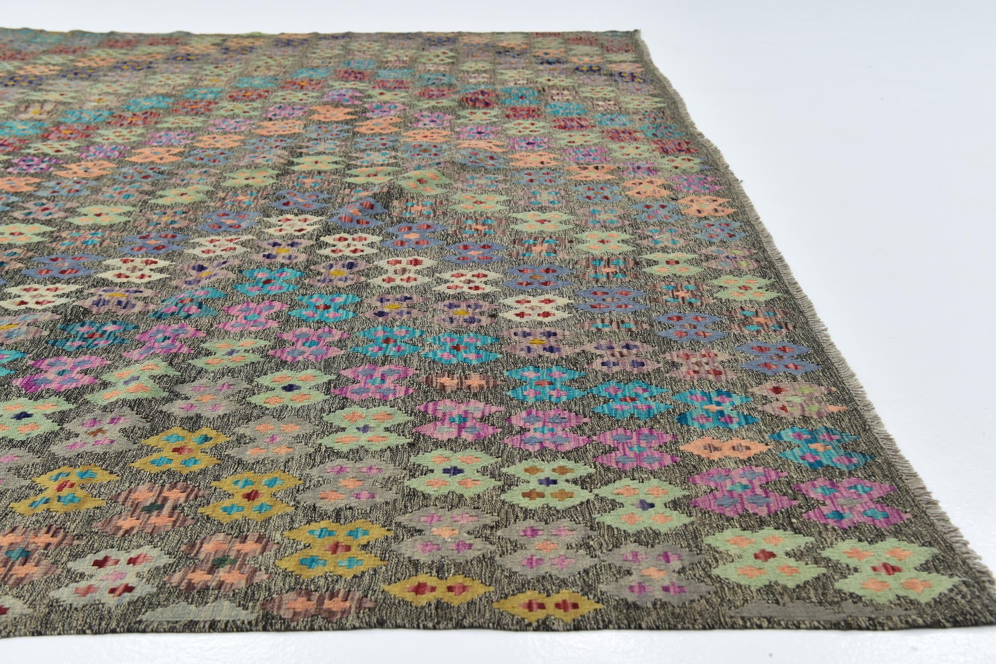 10' 4 x 13' Hand Woven Kilim Modern Wool Rug