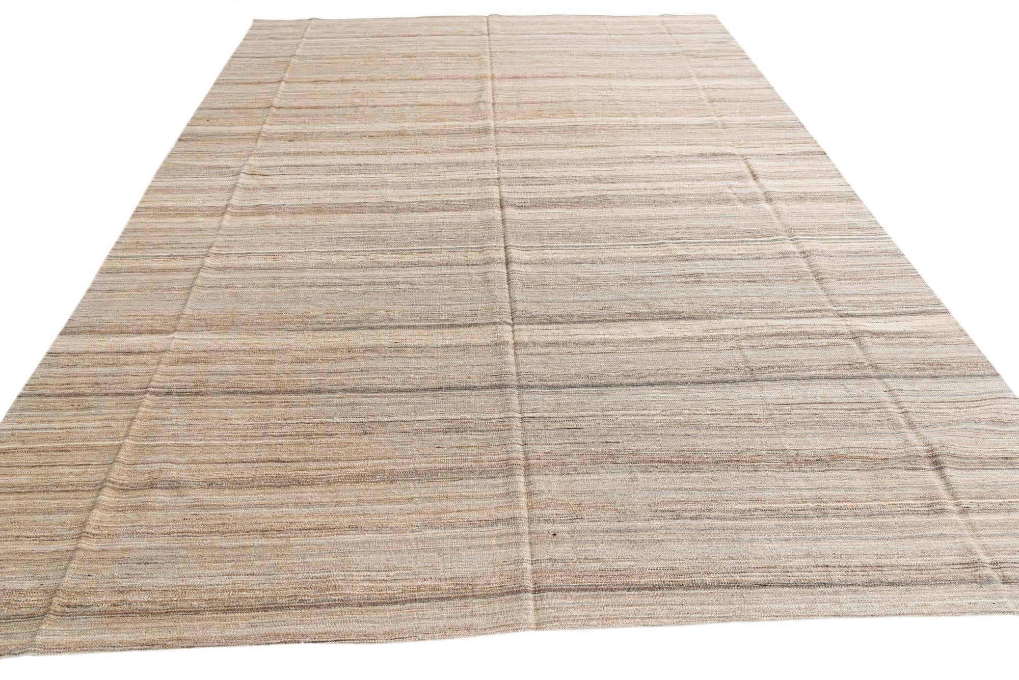 9' 9 x 12' 10 Hand Woven Kilim Modern Wool Rug