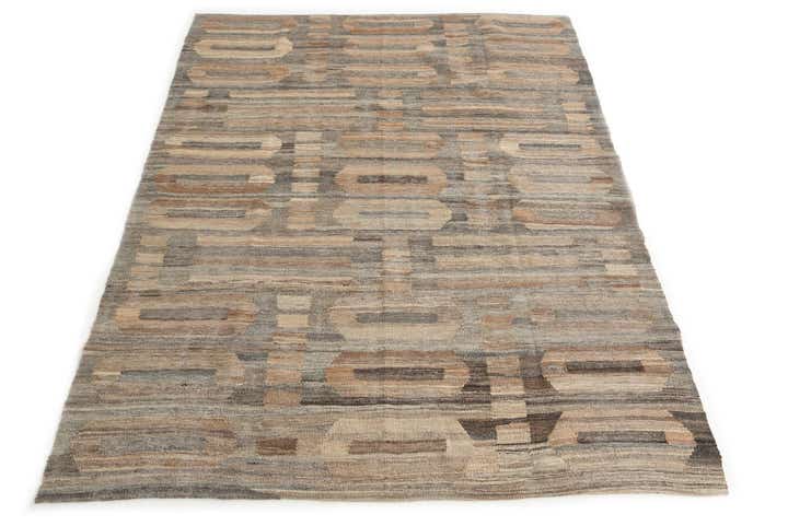 5' x 6' 6 Hand Woven Kilim Modern Wool Rug