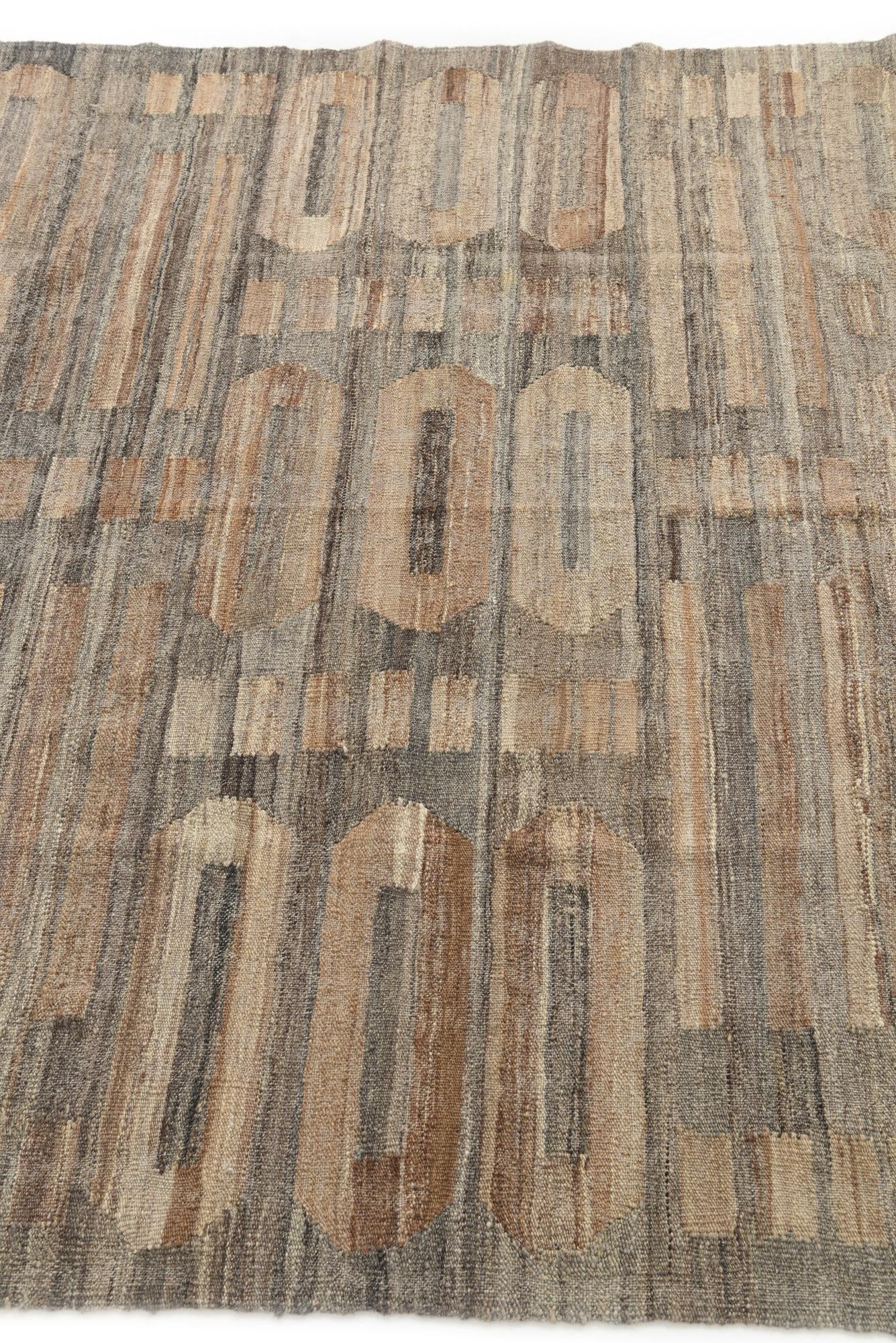 5' x 6' 6 Hand Woven Kilim Modern Wool Rug