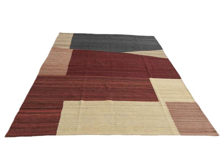 6' x 7' 10 Hand Woven Kilim Modern Wool Rug