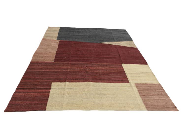 Detail image of 6' x 7' 10 Hand Woven Kilim Modern Wool Rug