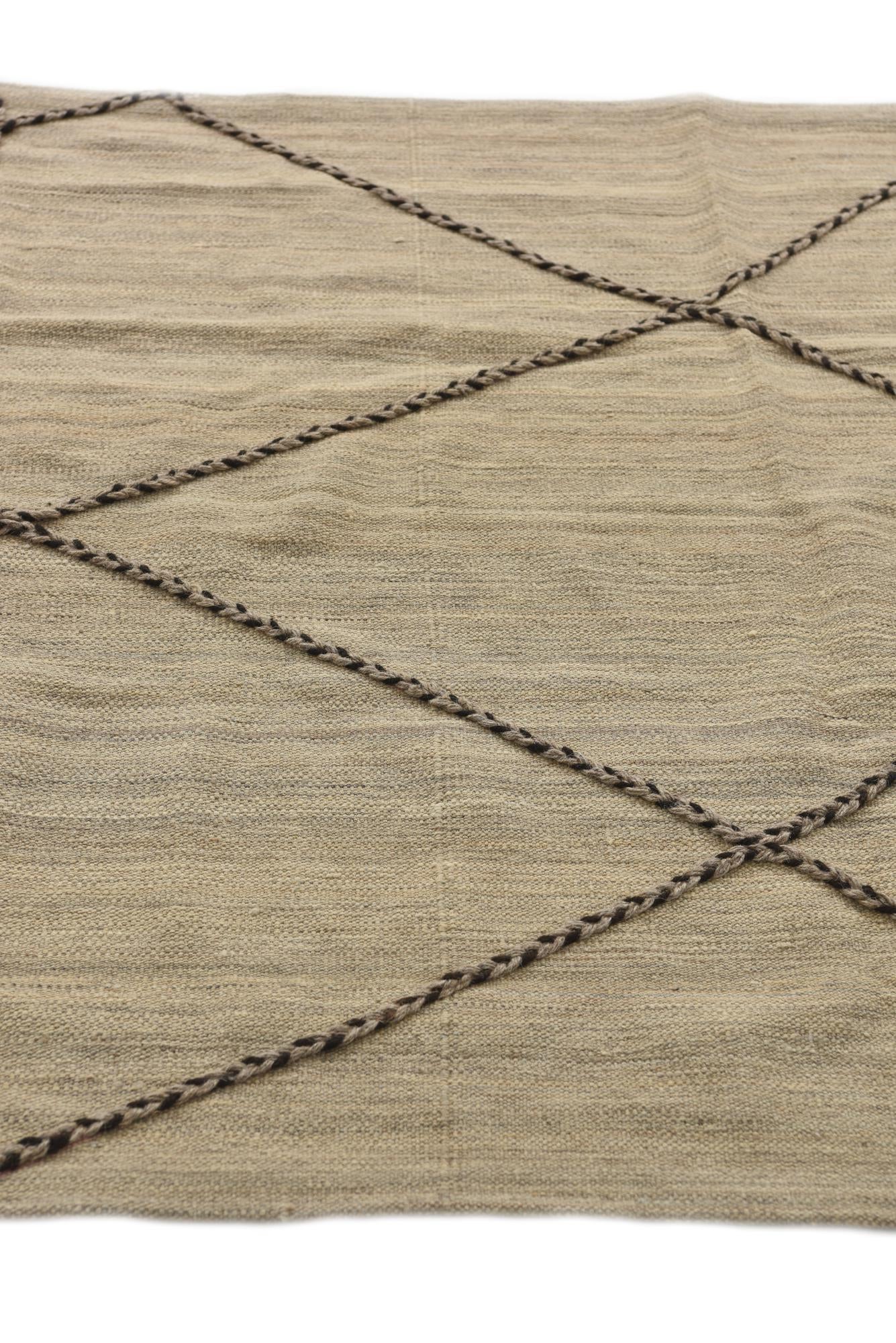4' 1 x 6' 8 Hand Woven Kilim Modern Wool Rug