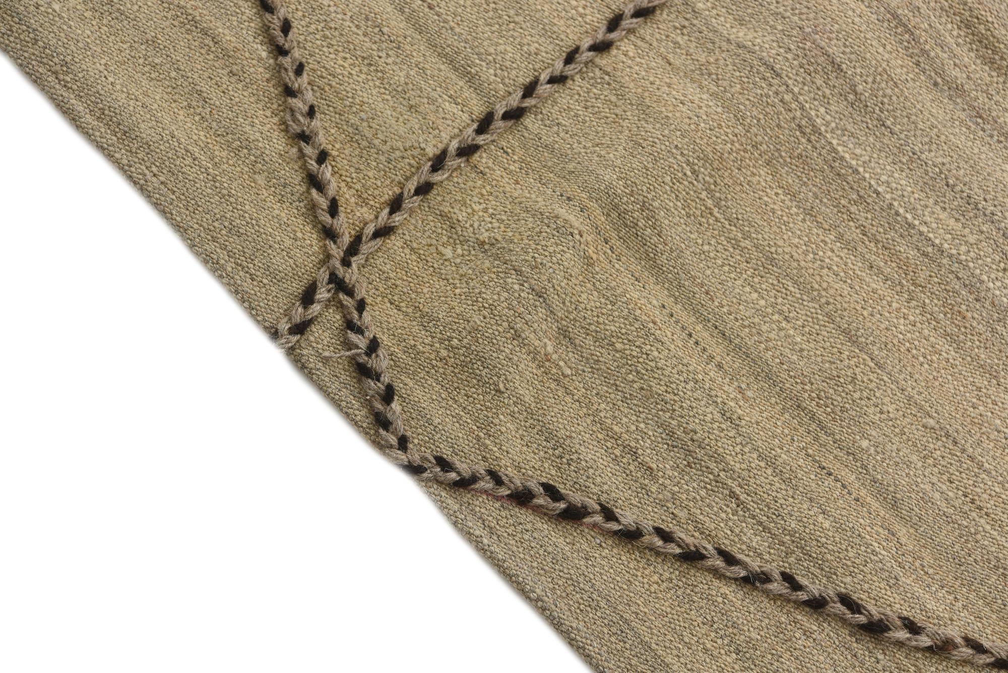 4' 1 x 6' 8 Hand Woven Kilim Modern Wool Rug
