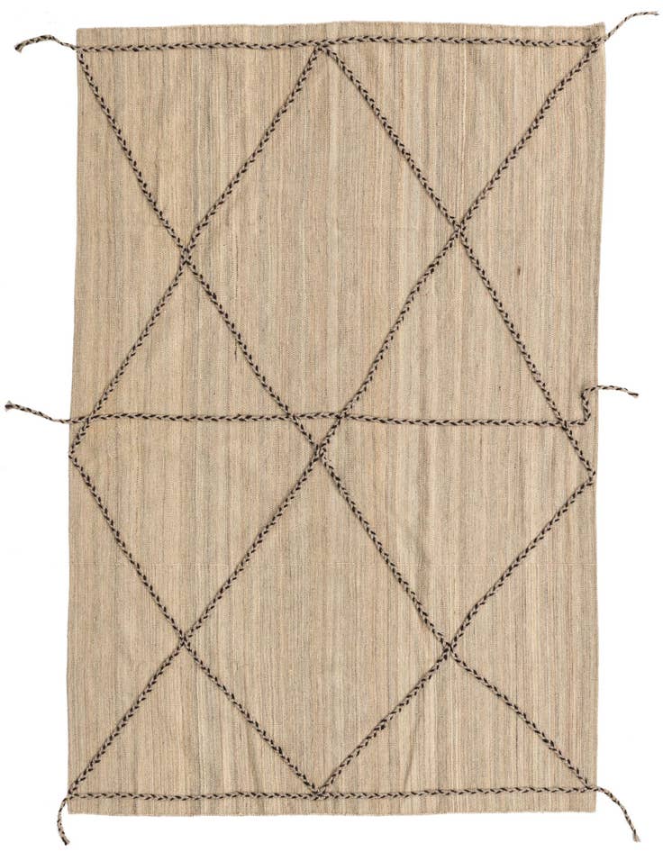 Detail image of 4' 1 x 6' 8 Hand Woven Kilim Modern Wool Rug