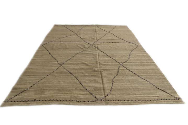 6' 9 x 9' 1 Hand Woven Kilim Modern Wool Rug