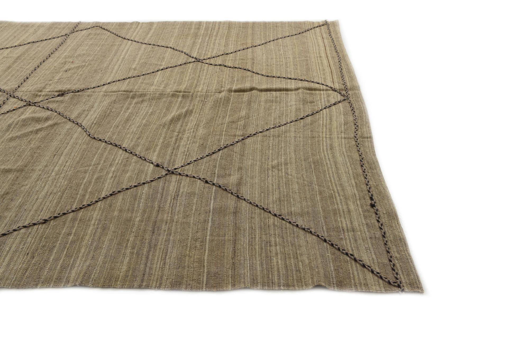 6' 9 x 9' 1 Hand Woven Kilim Modern Wool Rug