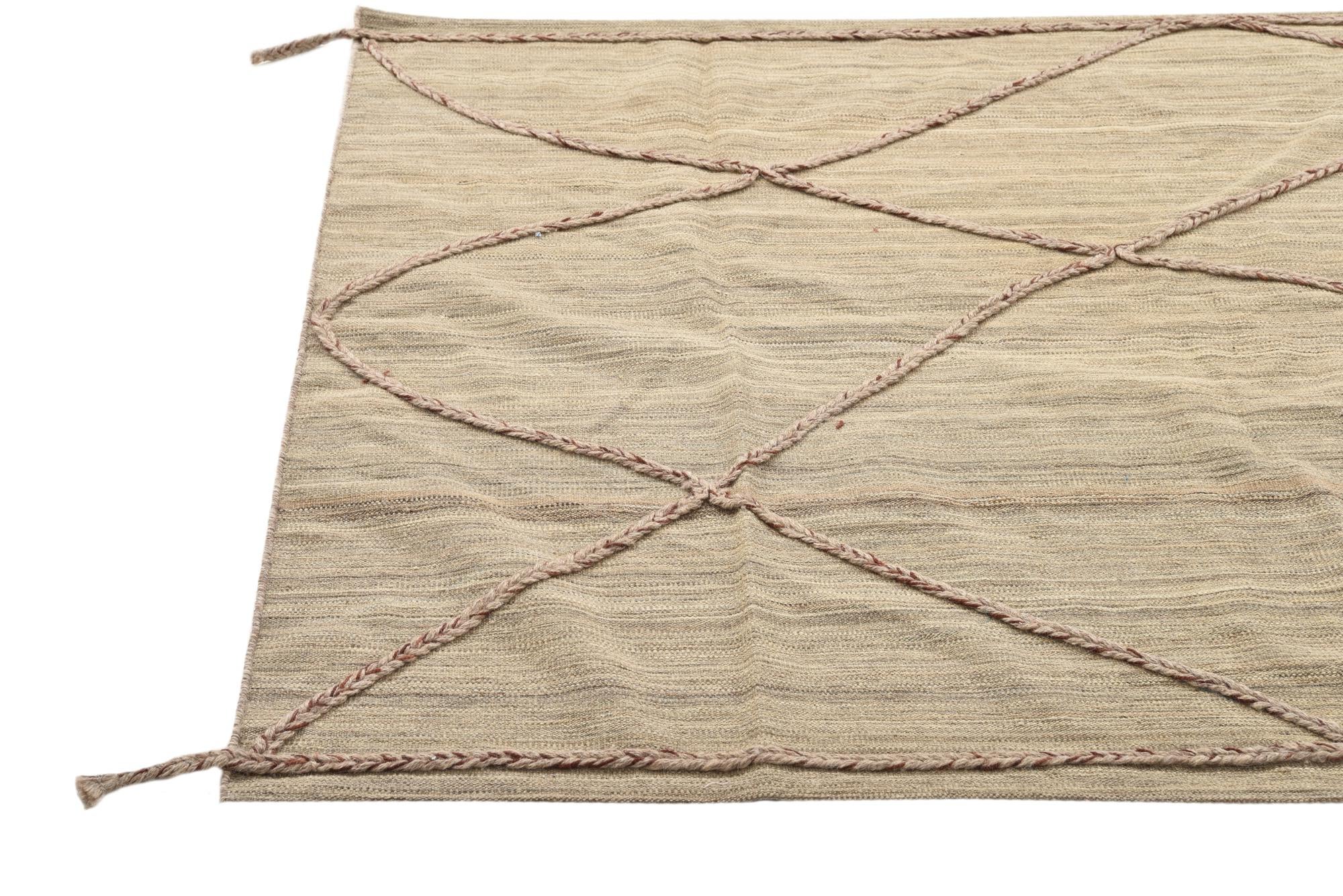 4' 9 x 7' Hand Woven Kilim Modern Wool Rug