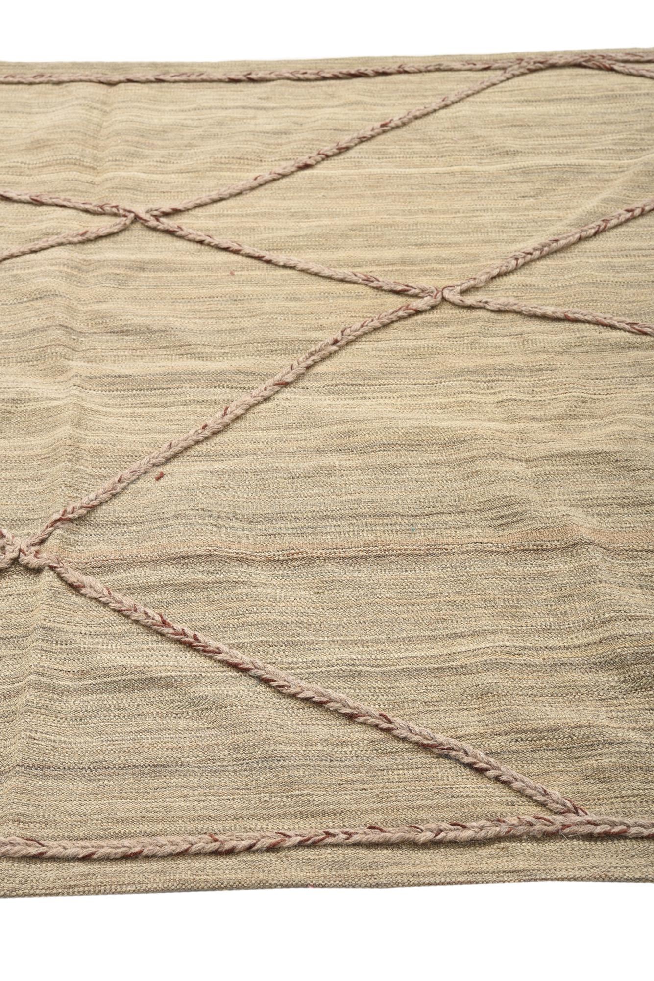 4' 9 x 7' Hand Woven Kilim Modern Wool Rug