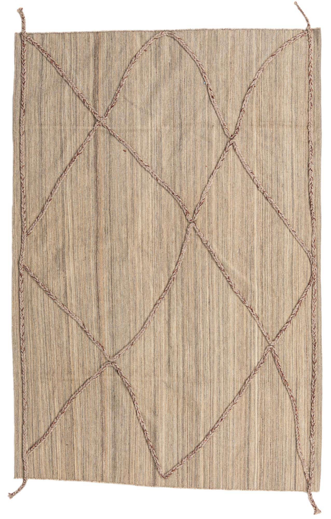 4' 9 x 7' Hand Woven Kilim Modern Wool Rug
