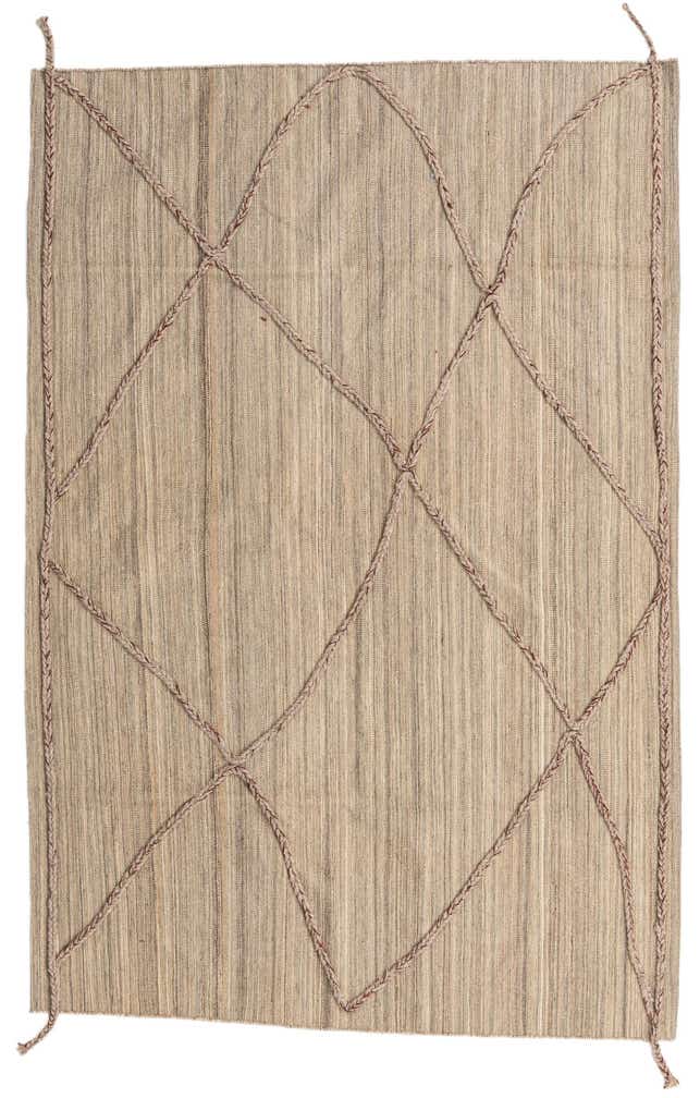 4' 9 x 7' Hand Woven Kilim Modern Wool Rug