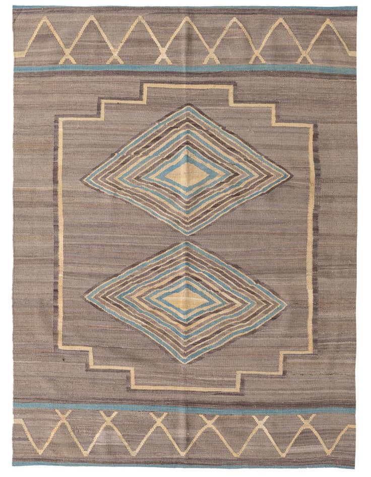 Detail image of 5' 6 x 7' 6 Hand Woven Kilim Modern Wool Rug