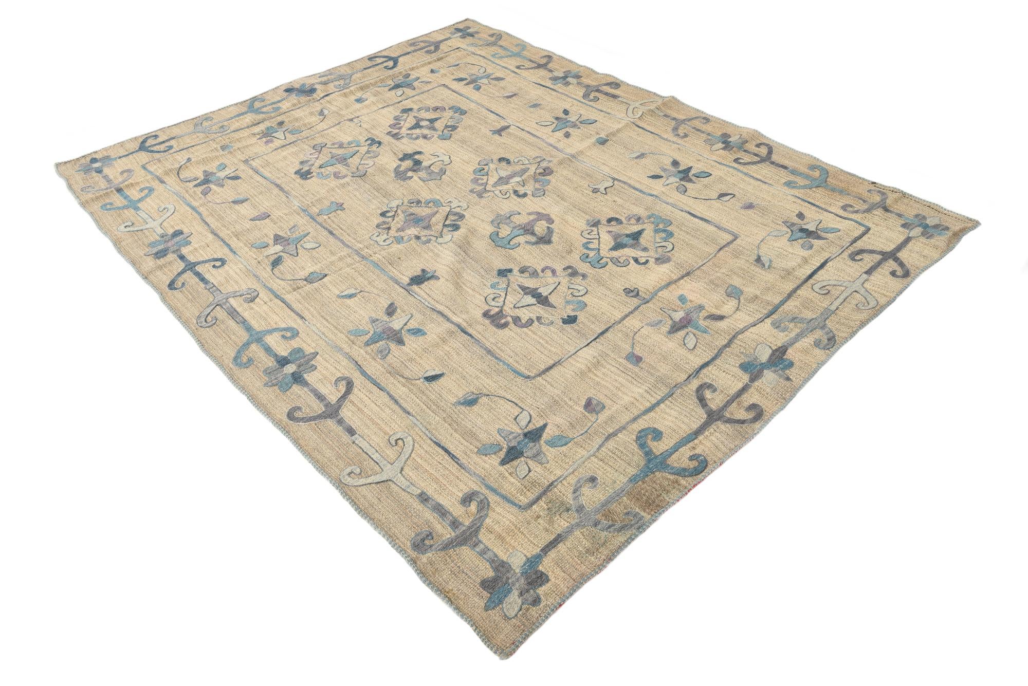 5' 10 x 7' 6 Hand Woven Kilim Modern Wool Rug