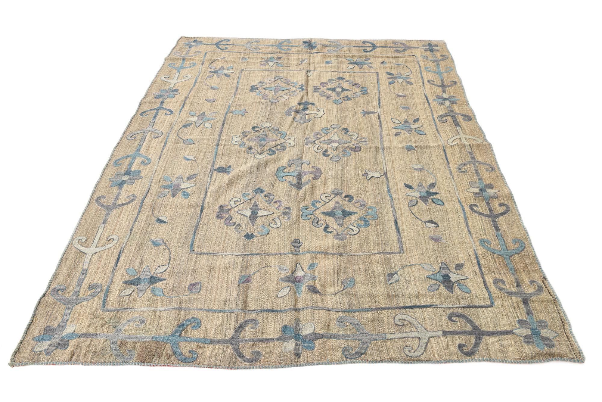 5' 10 x 7' 6 Hand Woven Kilim Modern Wool Rug