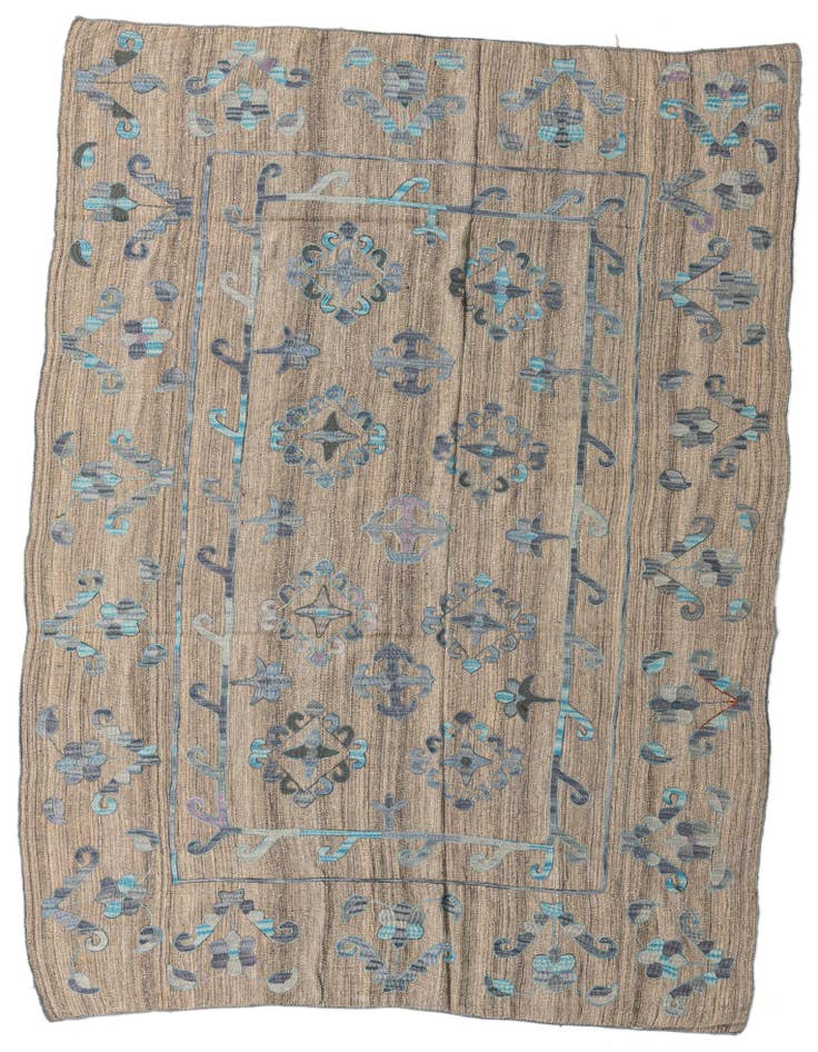 Detail image of 6' 7 x 8' 11 Hand Woven Kilim Modern Wool Rug