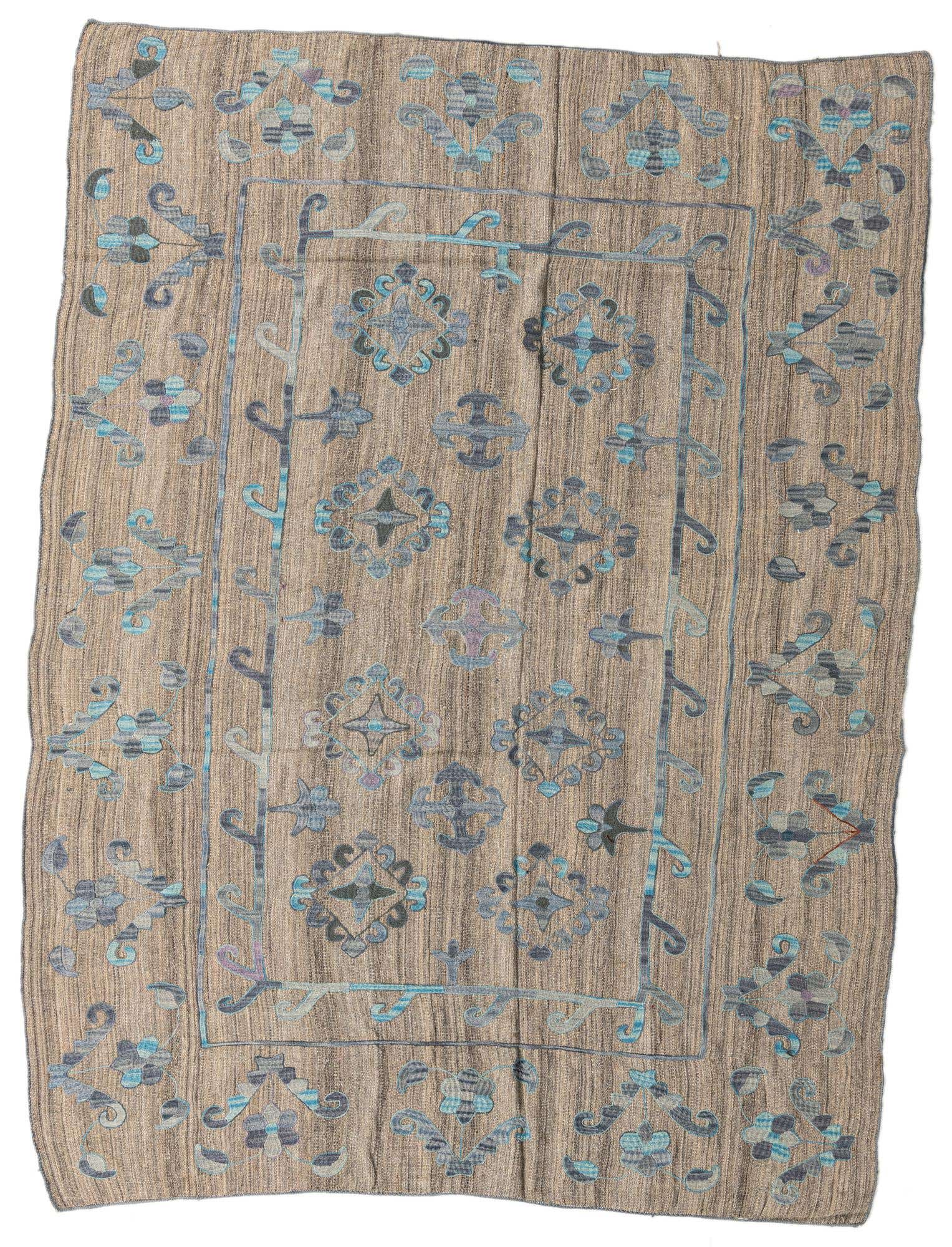 6' 7 x 8' 11 Hand Woven Kilim Modern Wool Rug