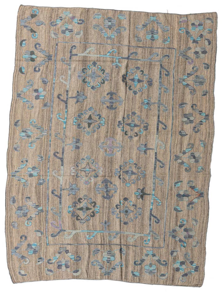 Detail image of 6' 7 x 8' 11 Hand Woven Kilim Modern Wool Rug