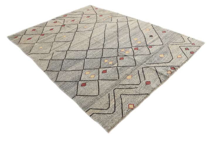 7' 1 x 9' 3 Hand Woven Kilim Modern Wool Rug