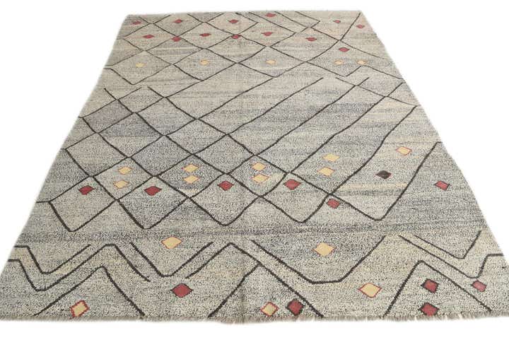 7' 1 x 9' 3 Hand Woven Kilim Modern Wool Rug