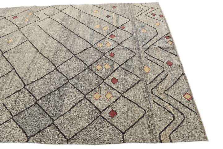 7' 1 x 9' 3 Hand Woven Kilim Modern Wool Rug