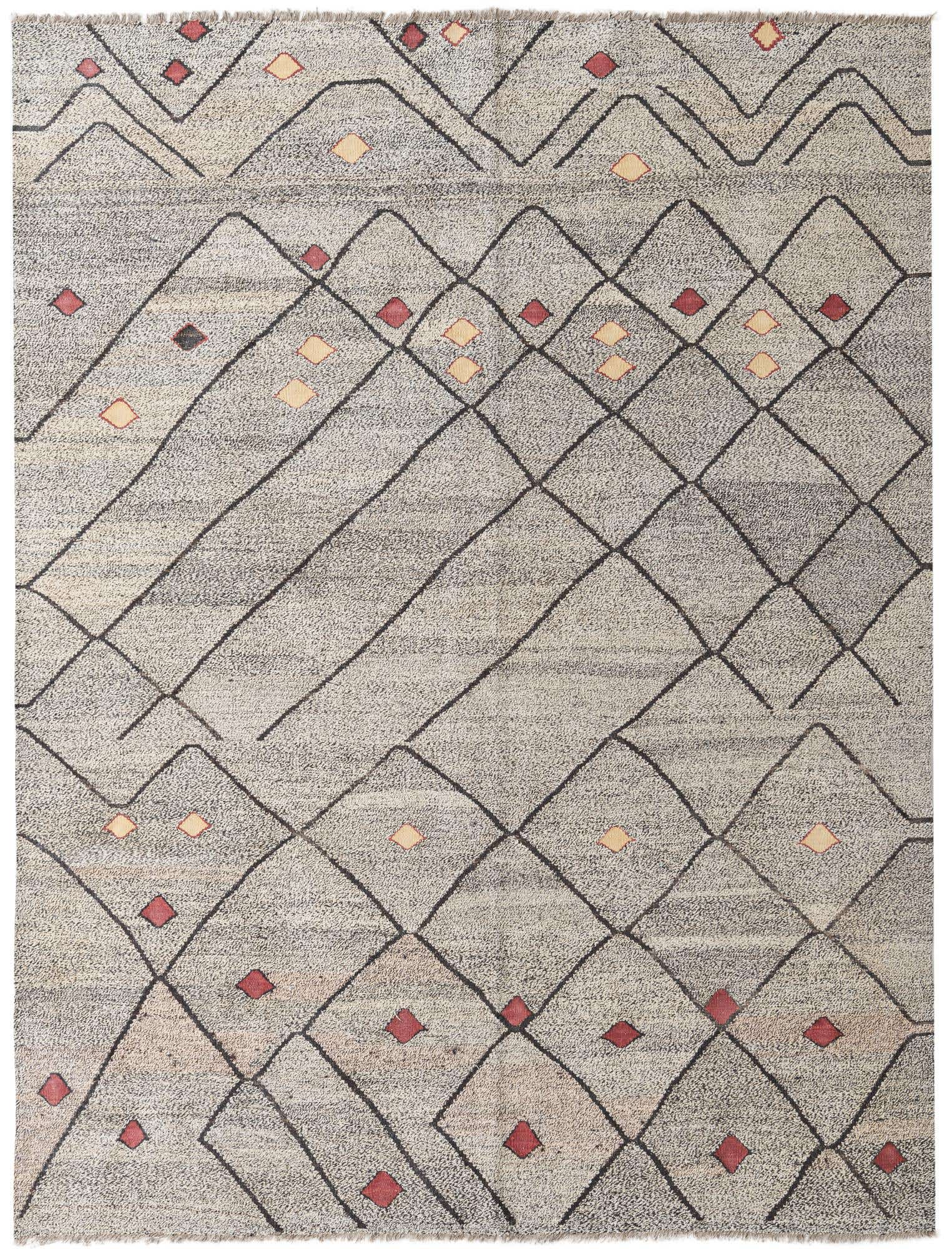 7' 1 x 9' 3 Hand Woven Kilim Modern Wool Rug